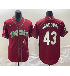 Men's Mexico Baseball #43 Patrick Sandoval 2023 Red World Classic Stitched Jerseys Men's Mexico Baseball #43 Patrick Sandoval 2023 Red World Classic Stitched Jerseys