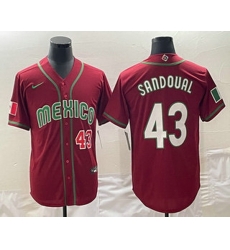Men's Mexico Baseball #43 Patrick Sandoval Number 2023 Red World Classic Stitched Jersey1 Men's Mexico Baseball #43 Patrick Sandoval Number 2023 Red World Classic Stitched Jersey1