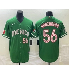 Men's Mexico Baseball #56 Randy Arozarena Number 2023 Green World Classic Stitched Jersey2 Men's Mexico Baseball #56 Randy Arozarena Number 2023 Green World Classic Stitched Jersey2