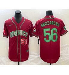 Men's Mexico Baseball #56 Randy Arozarena Number 2023 Red World Classic Stitched Jersey1 Men's Mexico Baseball #56 Randy Arozarena Number 2023 Red World Classic Stitched Jersey1