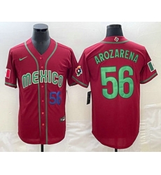 Mens Mexico Baseball #56 Randy Arozarena Number 2023 Red World Classic Stitched Jersey Mens Mexico Baseball #56 Randy Arozarena Number 2023 Red World Classic Stitched Jersey