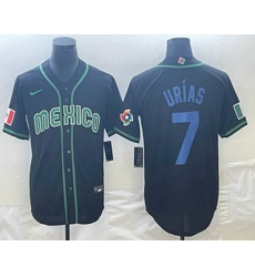 Men's Mexico Baseball #7 Julio Urias 2023 Black Blue World Classic Stitched Jersey Men's Mexico Baseball #7 Julio Urias 2023 Black Blue World Classic Stitched Jersey
