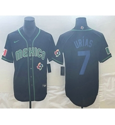 Men's Mexico Baseball #7 Julio Urias 2023 Black Blue World Classic Stitched Jerseys Men's Mexico Baseball #7 Julio Urias 2023 Black Blue World Classic Stitched Jerseys