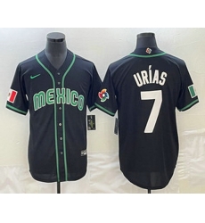 Men's Mexico Baseball #7 Julio Urias 2023 Black White World Classic Stitched Jersey Men's Mexico Baseball #7 Julio Urias 2023 Black White World Classic Stitched Jersey