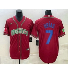 Mens Mexico Baseball #7 Julio Urias 2023 Red Blue World Baseball Classic Stitched Jersey Mens Mexico Baseball #7 Julio Urias 2023 Red Blue World Baseball Classic Stitched Jersey