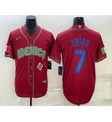Men's Mexico Baseball #7 Julio Urias 2023 Red Blue World Baseball Classic Stitched Jerseys Men's Mexico Baseball #7 Julio Urias 2023 Red Blue World Baseball Classic Stitched Jerseys