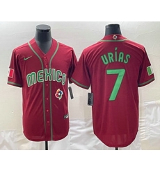 Men's Mexico Baseball #7 Julio Urias 2023 Red Green World Baseball Classic Stitched Jersey Men's Mexico Baseball #7 Julio Urias 2023 Red Green World Baseball Classic Stitched Jersey