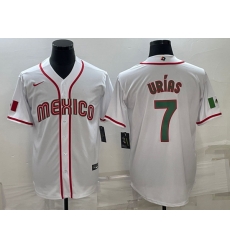 Men's Mexico Baseball #7 Julio Urias 2023 White World Baseball Classic Stitched Jerseys III Men's Mexico Baseball #7 Julio Urias 2023 White World Baseball Classic Stitched Jerseys III