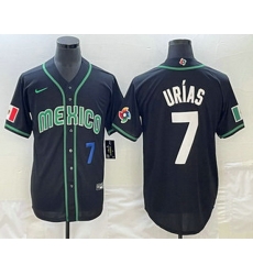 Men's Mexico Baseball #7 Julio Urias Number 2023 Black White World Classic Stitched Jersey1 Men's Mexico Baseball #7 Julio Urias Number 2023 Black White World Classic Stitched Jersey1