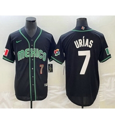 Men's Mexico Baseball #7 Julio Urias Number 2023 Black White World Classic Stitched Jersey2 Men's Mexico Baseball #7 Julio Urias Number 2023 Black White World Classic Stitched Jersey2