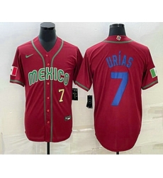 Men's Mexico Baseball #7 Julio Urias Number 2023 Red Blue World Baseball Classic Stitched Jerseys Men's Mexico Baseball #7 Julio Urias Number 2023 Red Blue World Baseball Classic Stitched Jerseys