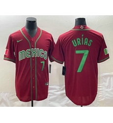 Men's Mexico Baseball #7 Julio Urias Number 2023 Red Green World Baseball Classic Stitched Jerseys Men's Mexico Baseball #7 Julio Urias Number 2023 Red Green World Baseball Classic Stitched Jerseys