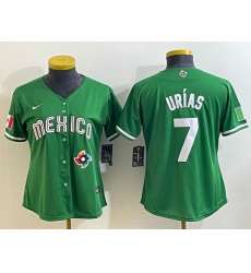 Women's Mexico Baseball #7 Julio Urias Number 2023 Green World Classic Stitched Jersey6 Women's Mexico Baseball #7 Julio Urias Number 2023 Green World Classic Stitched Jersey6