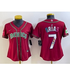 Women's Mexico Baseball #7 Julio Urias Number 2023 Red World Baseball Classic Stitched Jersey10 Women's Mexico Baseball #7 Julio Urias Number 2023 Red World Baseball Classic Stitched Jersey10