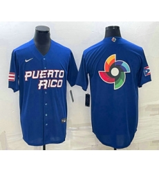 Men Puerto Rico Baseball 2023 Royal World Big Logo With Patch Classic Stitched Jerseys Men Puerto Rico Baseball 2023 Royal World Big Logo With Patch Classic Stitched Jerseys