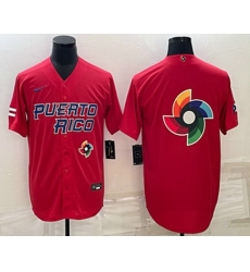 Men's Puerto Rico Baseball 2023 Red World Baseball Big Logo With Patch Classic Stitched Jersey Men's Puerto Rico Baseball 2023 Red World Baseball Big Logo With Patch Classic Stitched Jersey