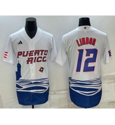 Men's Puerto Rico Baseball #23 Francisco Lindor White 2023 World Baseball Classic Stitched Jersey Men's Puerto Rico Baseball #23 Francisco Lindor White 2023 World Baseball Classic Stitched Jersey