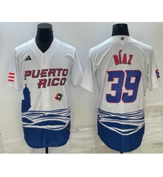 Men's Puerto Rico Baseball #39 Edwin Diaz 2023 White World Baseball Classic Stitched Jerseys Men's Puerto Rico Baseball #39 Edwin Diaz 2023 White World Baseball Classic Stitched Jerseys