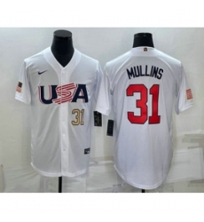 Men USA Baseball 31 Cedric Mullins Number 2023 White World Classic Stitched Jersey Men USA Baseball 31 Cedric Mullins Number 2023 White World Classic Stitched Jersey