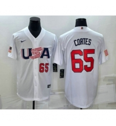 Men USA Baseball 65 Nestor Cortes Number 2023 White World Classic Stitched Jersey Men USA Baseball 65 Nestor Cortes Number 2023 White World Classic Stitched Jersey