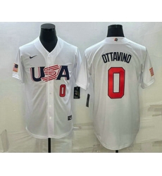 Men's USA Baseball #0 Adam Ottavino Number 2023 White World Baseball Classic Stitched Jersey Men's USA Baseball #0 Adam Ottavino Number 2023 White World Baseball Classic Stitched Jersey