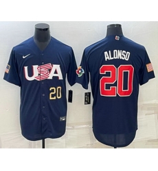 Men's USA Baseball #20 Pete Alonso Number 2023 Navy World Baseball Classic Stitched Jerseys Men's USA Baseball #20 Pete Alonso Number 2023 Navy World Baseball Classic Stitched Jerseys