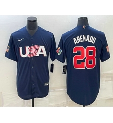 Men's USA Baseball #28 Nolan Arenado 2023 Navy World Baseball Classic Stitched Jersey Men's USA Baseball #28 Nolan Arenado 2023 Navy World Baseball Classic Stitched Jersey