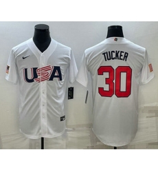 Men's USA Baseball #30 Kyle Tucker 2023 White World Baseball Classic Stitched Jerseys Men's USA Baseball #30 Kyle Tucker 2023 White World Baseball Classic Stitched Jerseys