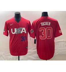 Men's USA Baseball #30 Kyle Tucker Number 2023 Red World Classic With Patch Stitched Jerseys Men's USA Baseball #30 Kyle Tucker Number 2023 Red World Classic With Patch Stitched Jerseys
