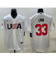 Men's USA Baseball #33 Lance Lynn 2023 White World Baseball Classic Stitched Jersey Men's USA Baseball #33 Lance Lynn 2023 White World Baseball Classic Stitched Jersey