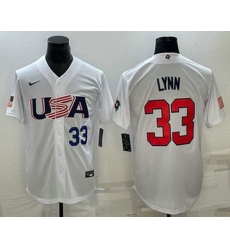 Men's USA Baseball #33 Lance Lynn Number 2023 White World Baseball Classic Stitched Jersey Men's USA Baseball #33 Lance Lynn Number 2023 White World Baseball Classic Stitched Jersey