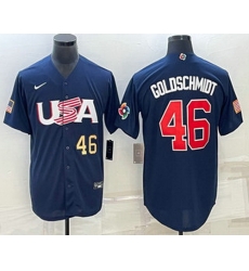 Men's USA Baseball #46 Paul Goldschmidt Number 2023 Navy World Baseball Classic Stitched Jersey Men's USA Baseball #46 Paul Goldschmidt Number 2023 Navy World Baseball Classic Stitched Jersey
