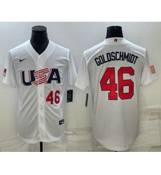 Men's USA Baseball #46 Paul Goldschmidt Number 2023 White World Baseball Classic Stitched Jerseys Men's USA Baseball #46 Paul Goldschmidt Number 2023 White World Baseball Classic Stitched Jerseys