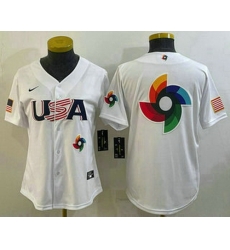 Women's USA Baseball Big Logo 2023 White World Baseball Classic Stitched Jerseys Women's USA Baseball Big Logo 2023 White World Baseball Classic Stitched Jerseys