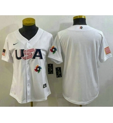Women's USA Baseball Blank 2023 White World Baseball Classic Stitched Jersey Women's USA Baseball Blank 2023 White World Baseball Classic Stitched Jersey