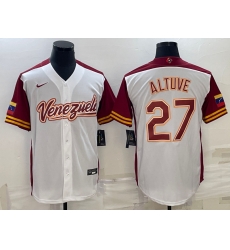 Men Venezuela Baseball 27 Jos E9 Altuve 2023 White World Baseball Classic Stitched Jersey Men Venezuela Baseball 27 Jos E9 Altuve 2023 White World Baseball Classic Stitched Jersey