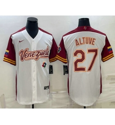 Men Venezuela Baseball #27 Jose Altuve 2023 White World Baseball Classic Stitched Jersey Men Venezuela Baseball #27 Jose Altuve 2023 White World Baseball Classic Stitched Jersey
