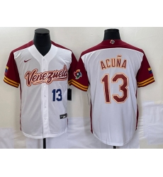 Men's Venezuela Baseball #13 Ronald Acuna Jr Number 2023 White Red World Classic Stitched Jersey1 Men's Venezuela Baseball #13 Ronald Acuna Jr Number 2023 White Red World Classic Stitched Jersey1