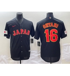 Men Japan Baseball 16 Shohei Ohtani 2023 Black World Baseball Classic Stitched JerseyS Men Japan Baseball 16 Shohei Ohtani 2023 Black World Baseball Classic Stitched JerseyS