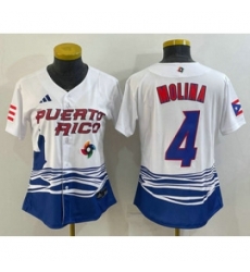 Womens Puerto Rico Baseball 4 Yadier Molina 2023 Red World Classic Stitched Jersey Womens Puerto Rico Baseball 4 Yadier Molina 2023 Red World Classic Stitched Jersey
