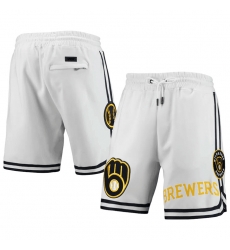 Men Milwaukee Brewers White Shorts Men Milwaukee Brewers White Shorts