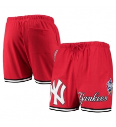 Men New York Yankees Red Team Logo Mesh Shorts Men New York Yankees Red Team Logo Mesh Shorts