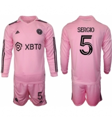 Men Inter Miami CF 5 sergio 2023 24 Pink Home Soccer Jersey Suit Men Inter Miami CF 5 sergio 2023 24 Pink Home Soccer Jersey Suit