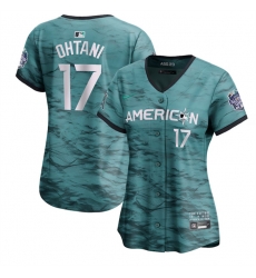 Women Los Angeles Angels 17 Shohei Ohtani Teal 2023 All Star Stitched Baseball Jersey Women Los Angeles Angels 17 Shohei Ohtani Teal 2023 All Star Stitched Baseball Jersey