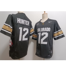 Colorado Buffaloes #12 Travis Hunter Black White New Colorado Buffaloes #12 Travis Hunter Black White New