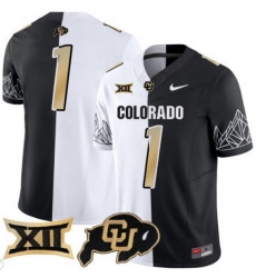 Men Colorado Buffaloes #1 Team White Black Split Vapor Limited Stitched Football Jersey Men Colorado Buffaloes #1 Team White Black Split Vapor Limited Stitched Football Jersey