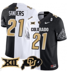 Men Colorado Buffaloes #21 Shilo Sanders White Black Split Vapor Limited Stitched Football Jersey Men Colorado Buffaloes #21 Shilo Sanders White Black Split Vapor Limited Stitched Football Jersey