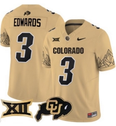 Men Colorado Buffaloes #3 Dylan Edwards Gold Vapor Limited Stitched Football Jersey Men Colorado Buffaloes #3 Dylan Edwards Gold Vapor Limited Stitched Football Jersey