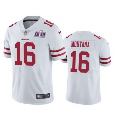Men NFL San Francisco 49ers 16 Joe Montana White Vapor Untouchable Limited Stitched 2024 Super Bowl LVIII Jersey Men NFL San Francisco 49ers 16 Joe Montana White Vapor Untouchable Limited Stitched 2024 Super Bowl LVIII Jersey