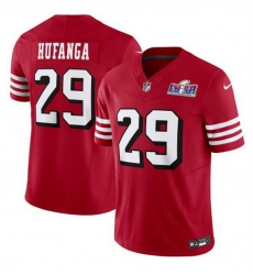 Men San Francisco 49ers 29 Talanoa Hufanga New Red 2023 F U S E Stitched Football 2024 Super Bowl LVIII Jersey Men San Francisco 49ers 29 Talanoa Hufanga New Red 2023 F U S E Stitched Football 2024 Super Bowl LVIII Jersey
